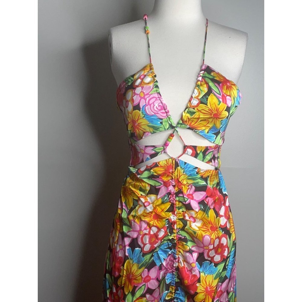 For Love & Lemons Floral Maxi Dress in Yellow, Pink, Blue, Green, Black - Picture 7 of 11